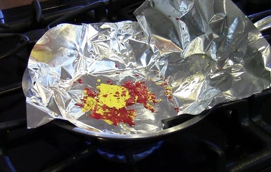 Sedimentary crayon rock melting on the stove.