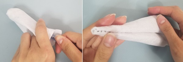 Using pen to fully invert the tip. Final inverted horn.