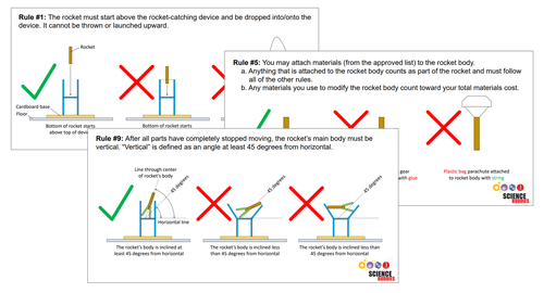 Examples of rules presentation materials for Rocket Catcher Challenge