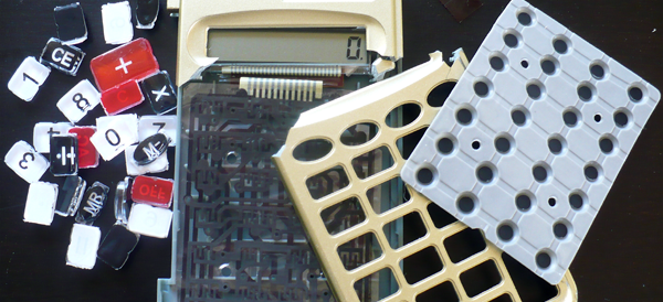 Calculators after crash testing during science and engineering project