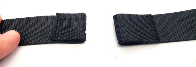 buckle strap ends with sewn casings 