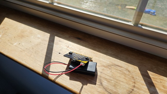 micro:bit placed on an interior windowsill