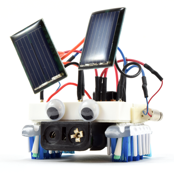 A bristlebot robot with solar panels