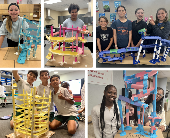 Student teams with Ball Run Challenge entries