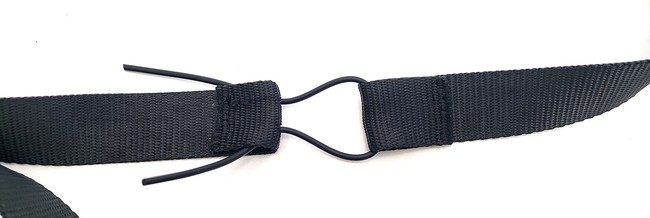 Straps pulled apart until the knots are inside the casing, up against the holes. 