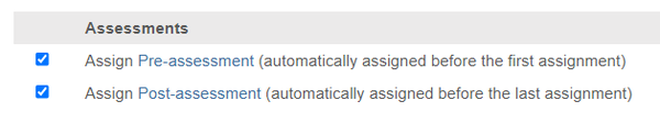 Decide if you will use the pre- and post-project assessments screenshot