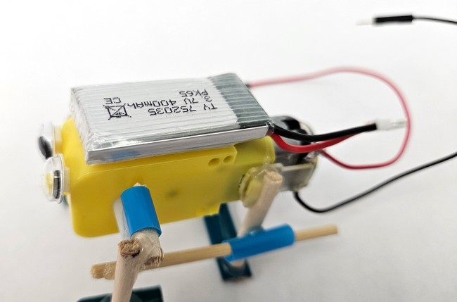 Battery taped to top of robot 
