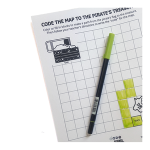 A paper graph to color in a map and write the code for the directions - Pirate-themed Make-Believe STEM Science Experiments