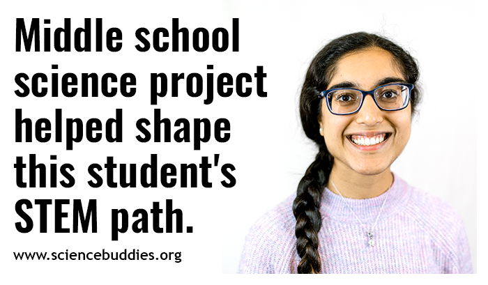 Student, Harleen, who shared her success story about the importance of her middle school science fair project in shifting her focus to STEM